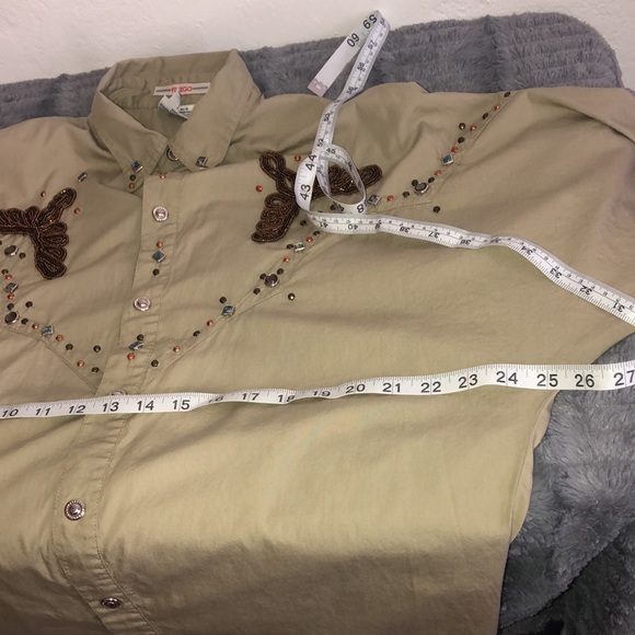 FREEGO Western Style Beaded Snap Button shirt size large - Picture 9 of 10